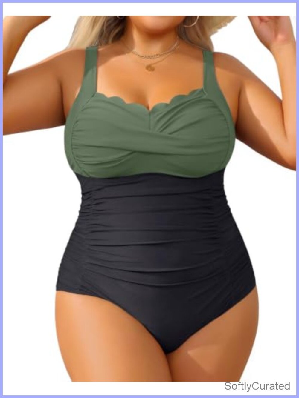 Plus Size One Piece Swimsuit Tummy Control Full Coverage Swimwear
